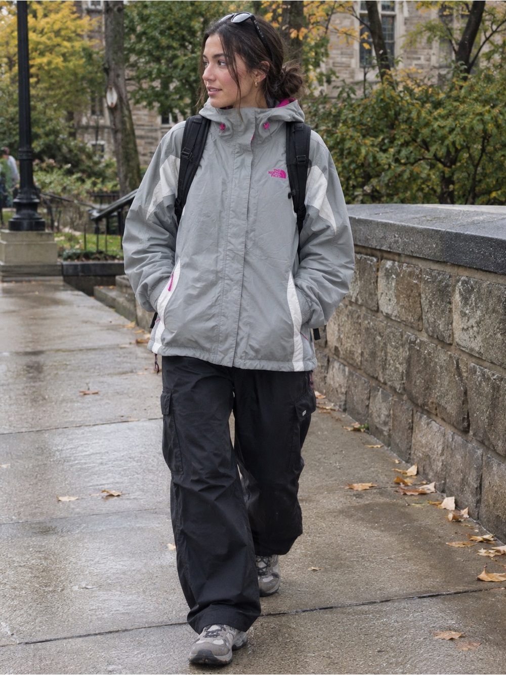 The North Face Grey & Pink Hyvent Jacket